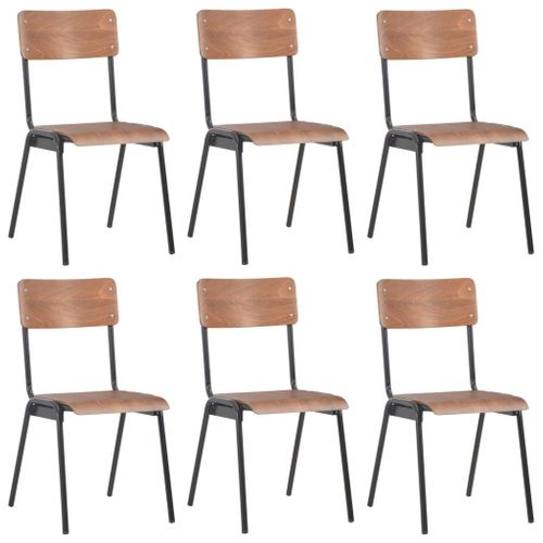 Vidaxl Chaises De Salle À Manger 6 Pcs Marron Contreplaqué