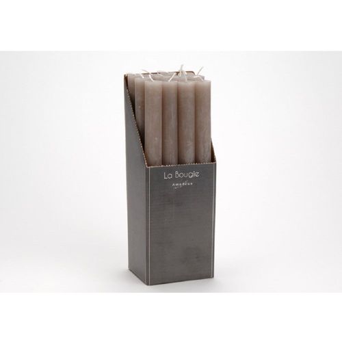 Bougie flambeau taupe 25 cm (lot de 12)