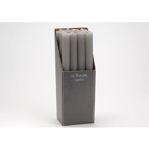 Bougie flambeau gris 25 cm (lot de 12)
