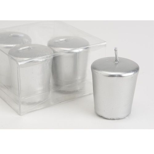 Lot de 4 bougies Votive 4,6 x 5,1 cm argent