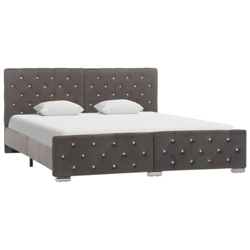 Vidaxl Cadre De Lit Gris Velours 160x200 Cm