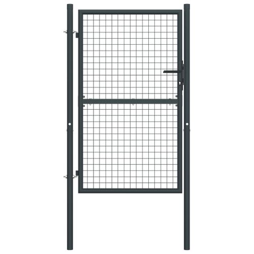 Portail En Maille De Jardin Acier Galvanisé 100 X 200 Cm Gris