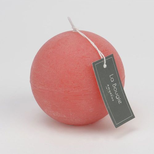 Bougie grande Sphère 8 cm corail (lot de 6)