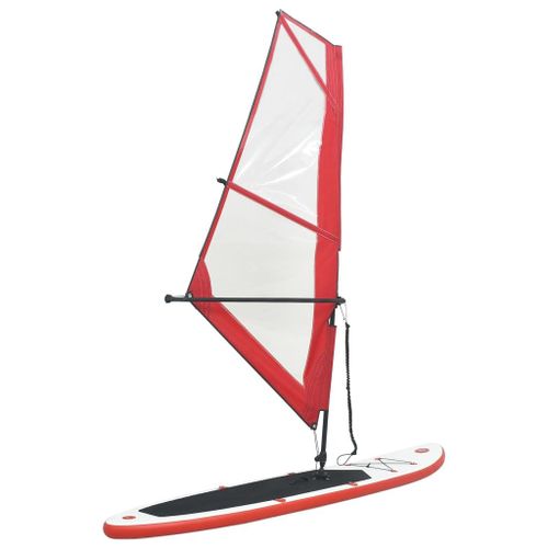 Vidaxl Ensemble De Planche Sup Gonflable Avec Voile Rouge Et Blanc