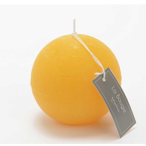 Bougie grande sphère 8 cm moutarde (lot de 6)