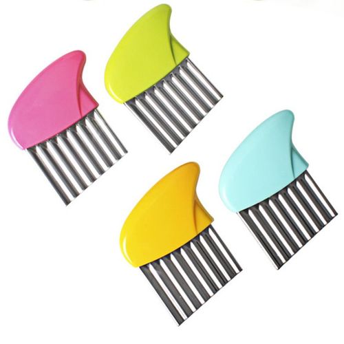 Couteau A Vagues Multifonctionnel Couteau A Pommes De Terre Coupe Frites Couteau Ondulé Coupe Fleur Couteau A Frites Trancheuse Trancheuse Coupe-Légumes Bleu