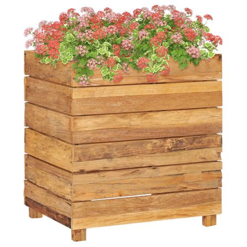 vidaXL Lit surélevé 50x40x55 cm bois de teck recyclé et acier