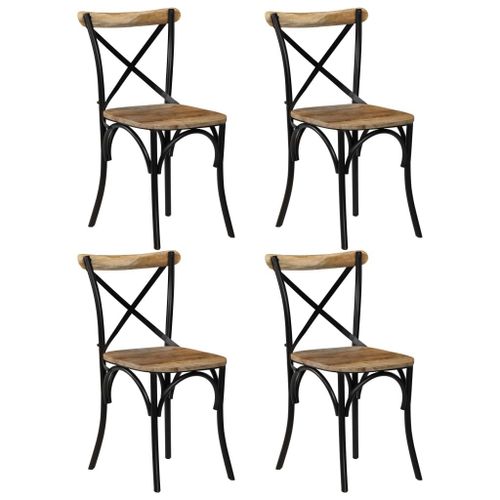 Chaises À Dossier Croisé 4 Pcs Noir Bois De Manguier Massif - Vidaxl