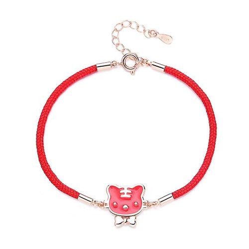 New Year Of Tiger Red String Handwoven Bracelet Discoloration Design Lucky Gift