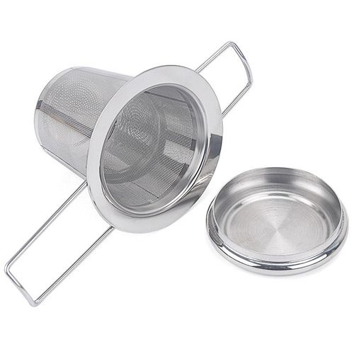 Passoire A Thé En Acier Inoxydable 304 Passoire A Thé A Double Poignée Avec Couvercle Compartiment A Thé Pour Machine A Thé, Yr2123-6 Drain A Thé A Poignée Pliante En Acier Inoxydable + Couvercle