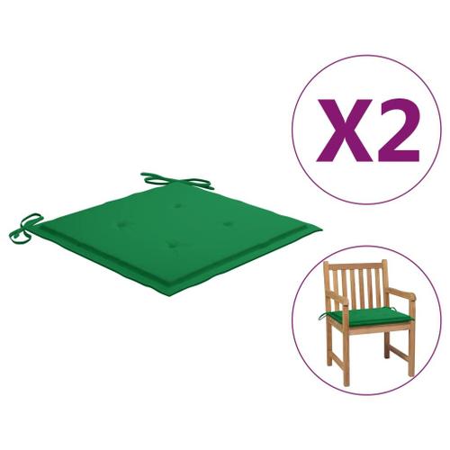 Vidaxl Coussins De Chaise De Jardin 2 Pcs Vert 50x50x3 Cm