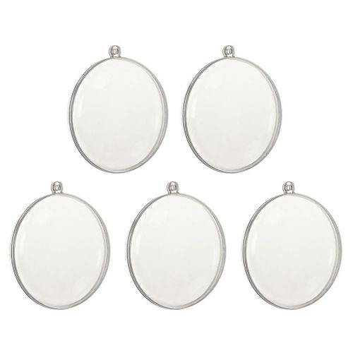 5pcs Forme Oblate Plastique Transparent Ornement Bricolage Noël Remplissable Boule Suspendue