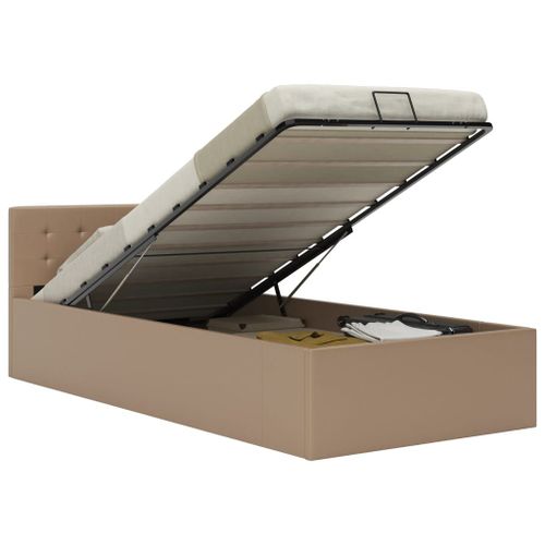 Vidaxl Cadre De Lit À Stockage Cappuccino Similicuir 100x200cm