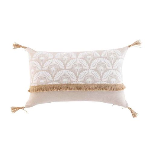 Coussin Déco Imprimé "Bahina" 30x50cm Blanc