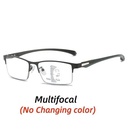 Lunettes De Lecture Photochromiques Multifocales Progressives Pour Hommes,Anti-Lumière Bleue,Lunettes De Vue De Loin,Demi-Monture,Affaires,Presbytie - Type Multifocal-Black #D 