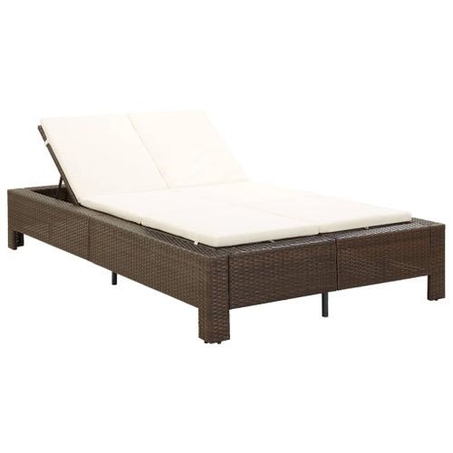 Vidaxl Transat À 2 Places Avec Coussin Marron Résine Tressée