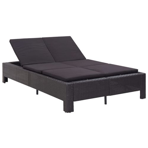 Vidaxl Transat À 2 Places Avec Coussin Noir Résine Tressée