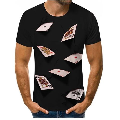T-Shirt De Jeu De Cartes À Jouer Pour Hommes,Impression 3d,Motif De Poker,Bonne Chance,Confortable,Sport,Respirant,Jeux,Chemise Pour Hommes,Mode