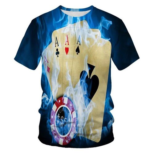 T-Shirt De Jeu De Cartes À Jouer Pour Hommes,Impression 3d,Motif De Poker,Bonne Chance,Confortable,Sport,Respirant,Jeux,Chemise Pour Hommes,Mode