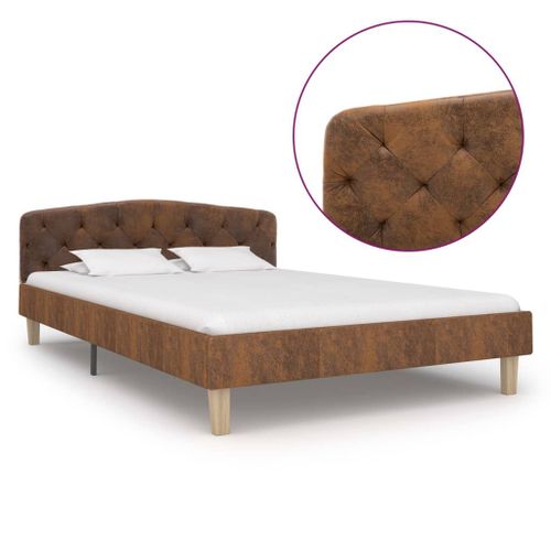 Vidaxl Cadre De Lit Marron Similicuir Daim 120 X 200 Cm