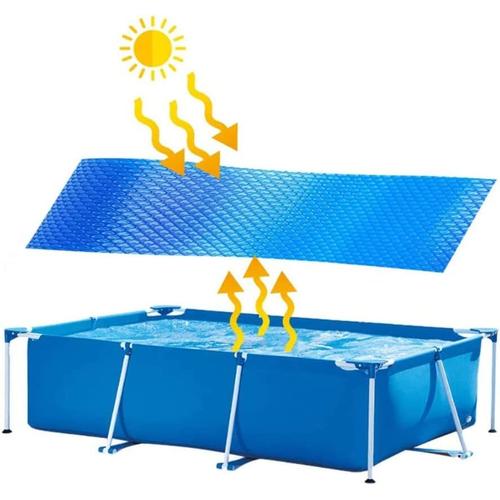 Bâche Solaire Rectangulaire pour Piscine Bâche À Bulles Couverture De Piscine Solaire Rectangulaire # Couverture De Protection Piscine Solaire Chauffage De Bassin Outdoor Jardin 300x200cm