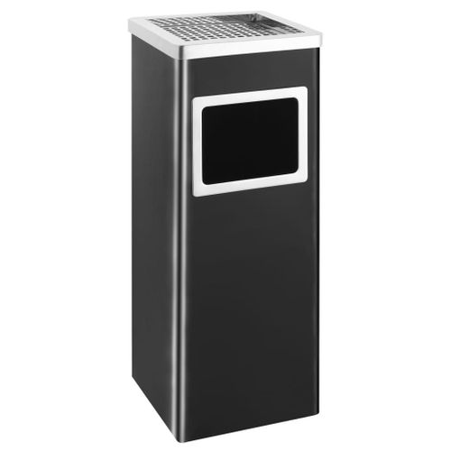 Vidaxl Poubelle À Cendrier D'hôtel 36 L Acier Noir
