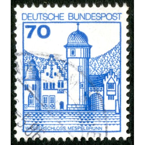 Timbre Oblitéré Deutsche Bundespost, Wasserschloss Mespelbrunn, 70