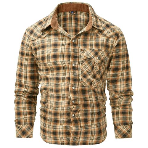 Chemise Boutonnée Rayée À Carreaux De Glouton Pour Hommes,Chemise À Manches Longues,Style Occidental,Rétro,Affaires,Randonnée,Chasse,Pêche,Taille Américaine