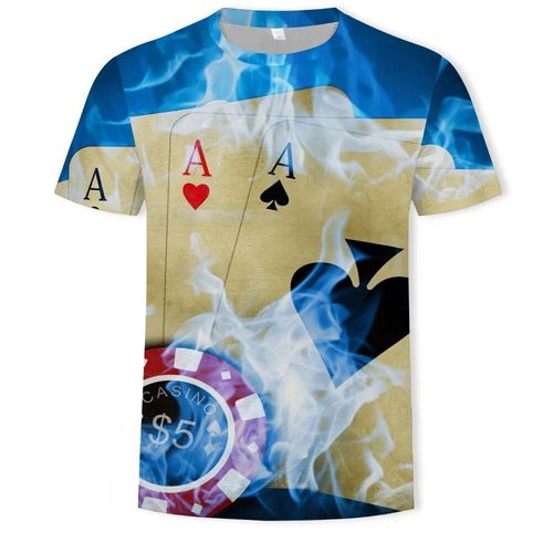 T-Shirt De Jeu De Cartes À Jouer Pour Hommes,Impression 3d,Motif De Poker,Bonne Chance,Confortable,Sport,Respirant,Jeux,Chemise Pour Hommes,Mode