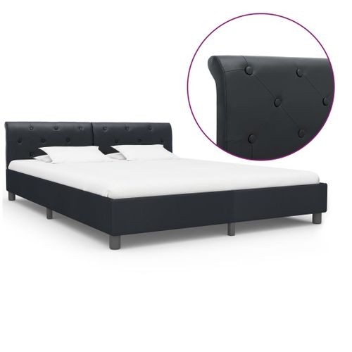 Vidaxl Cadre De Lit Noir Similicuir 160 X 200 Cm