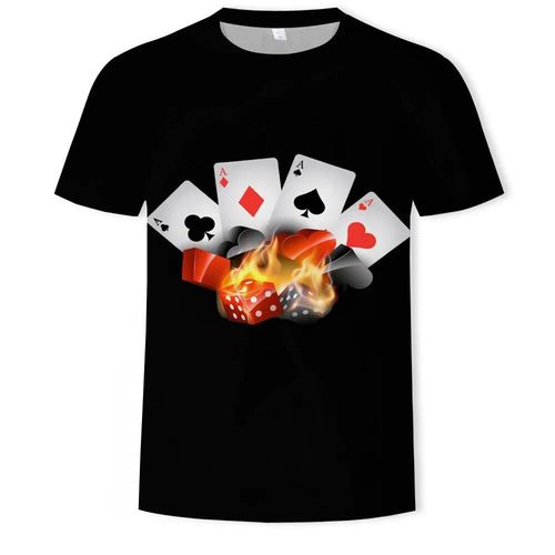 T-Shirt De Jeu De Cartes À Jouer Pour Hommes,Impression 3d,Motif De Poker,Bonne Chance,Confortable,Sport,Respirant,Jeux,Chemise Pour Hommes,Mode