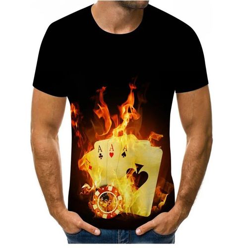T-Shirt De Jeu De Cartes À Jouer Pour Hommes,Impression 3d,Motif De Poker,Bonne Chance,Confortable,Sport,Respirant,Jeux,Chemise Pour Hommes,Mode