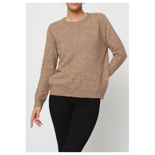 Pull Col Rond Marron Femme