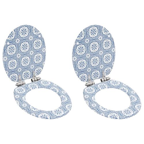 2 pcs Sièges WC MDF Couvercle à fermeture en douceur Porcelaine