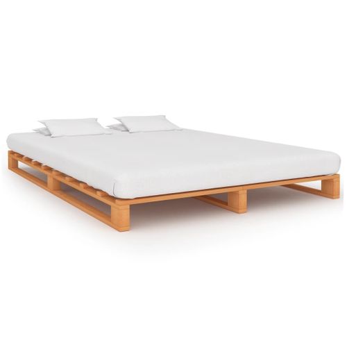 Cadre De Lit De Palette Marron Bois De Pin Massif 140 X 200 Cm - Vidaxl