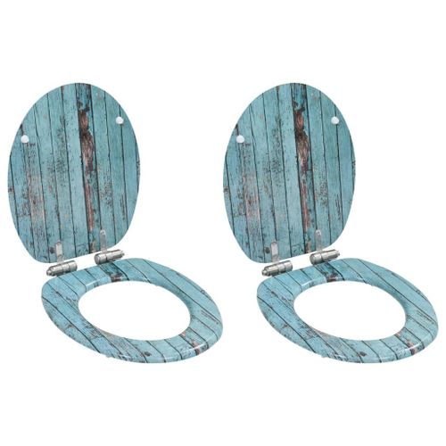 2 pcs Sièges WC MDF Couvercle à fermeture en douceur Vieux bois