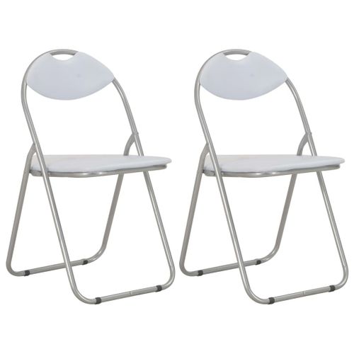 Chaises Pliantes De Salle À Manger 2 Pcs Blanc Similicuir - Vidaxl