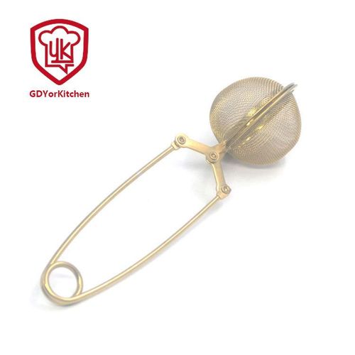 Nouveau 304 Acier Inoxydable Théiere Or Thé Leaker Passoire A Thé Gadget De Cuisine, Or- 304 Or Boule A Thé