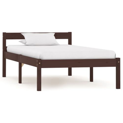 Cadre De Lit Marron Foncé Bois De Pin Massif 90 X 200 Cm - Vidaxl