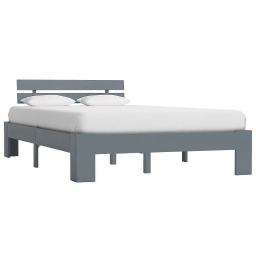 Cadre De Lit Gris Bois De Pin Massif 120 X 200 Cm - Vidaxl