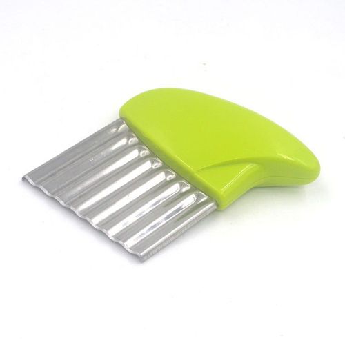 Nouveau Couteau A Pommes De Terre Ondulé Gadget De Cuisine Multi-Fonction Coupe Frites Couteau Ondulé En Acier Inoxydable, Vert