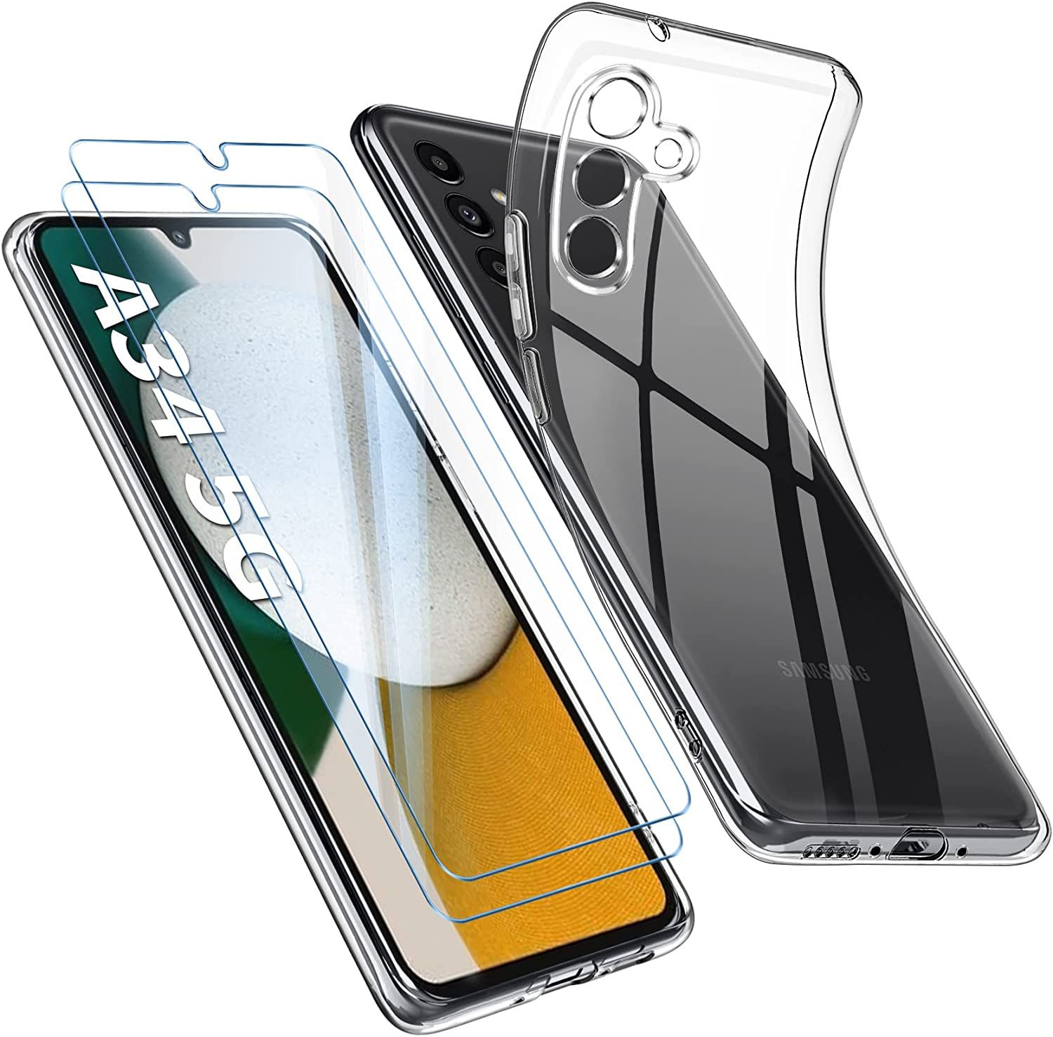 Coque pour samsung galaxy A34 5G + 2 vitres verre trempé coque