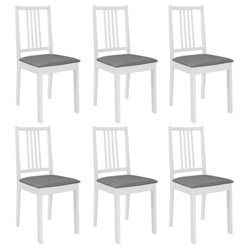 Vidaxl 6 Pcs Chaises Ã  Dã®Ner Avec Coussins Blanc Bois Solide
