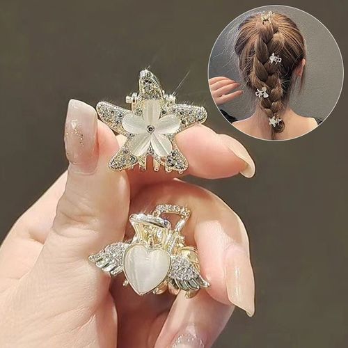 Mini Pince À Cheveux En Perle Pour Femmes Et Filles, Accessoires Tendance En Opale, Strass, Fleur, Crabe 