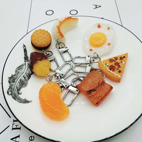 Porte-clés en résine, Simulation de nourriture réaliste à la mode, chaussons de fruits et ¿ufs, bijoux créatifs pour sac à main de voiture