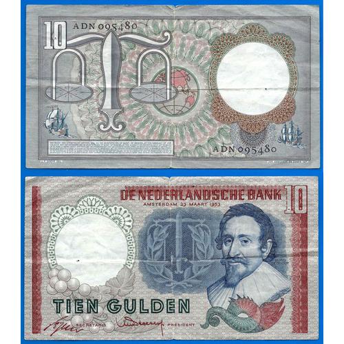 Pays Bas 10 Gulden 1953 Billet Netherlands Guldens
