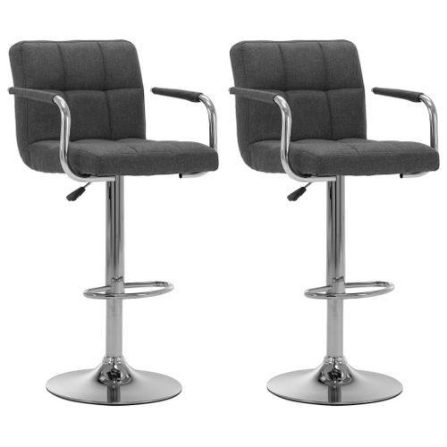 Chaises De Bar 2 Pcs Gris Foncé Tissu - Vidaxl