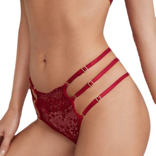 Culotte Brodée En Dentelle Avec Motif Floral Pour Femme Et Fille, Sous-Vêtement, String Croisé, Sexy