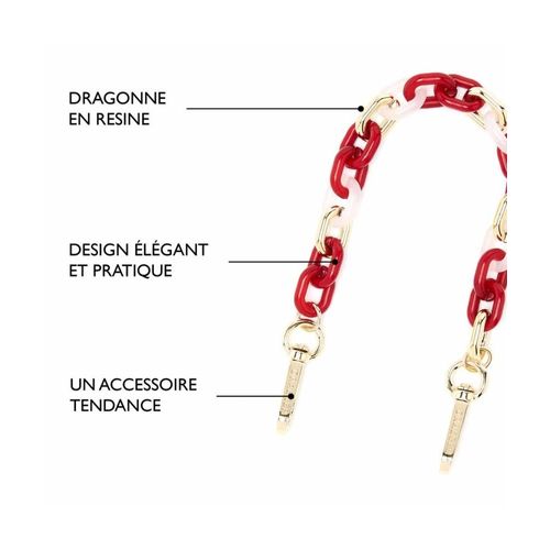Anse De Sac Courte, Pochette, Dragonne De Téléphone En Résine Multicolors - 30 X 1 Cm - Draeger Rose Et Rouge