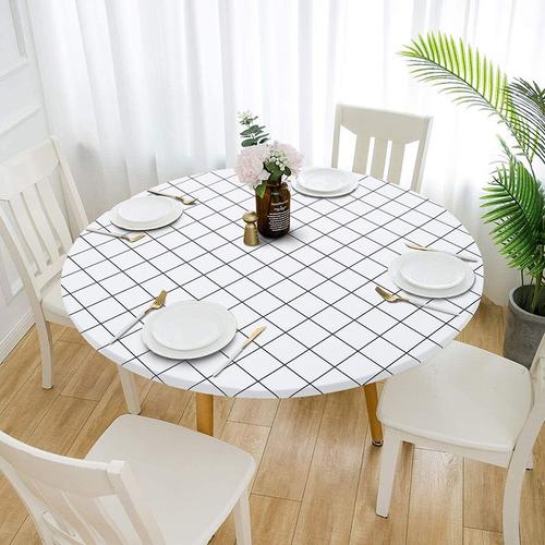 Nappe De Table Ronde Élastique, 60/100/120cm, Couverture De Table Réutilisable, Imperméable, Extensible, Imprimé Floral, Pour Usage Intérieur Et Extérieur